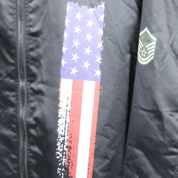 US AIR FORCE VETERAN'S BOMBER JACKET CUSTOMIZED PERSONALIZED BLACK SATIN SIZE 3X - Picture 3 of 8